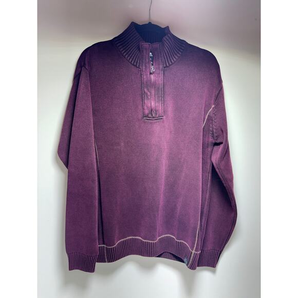Original Weatherproof Vintage Men’s Sweater Medium Burgundy Quarter Zip - Picture 4 of 11